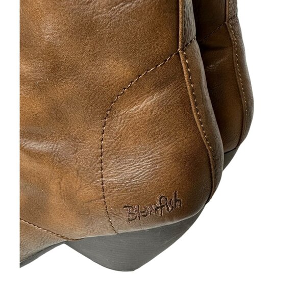 Blowfish Malibu Brown Leather Ankle Lace-Up Boots With Heel & Stitched Detail 10 - Picture 8 of 11